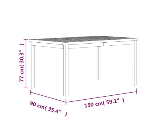 Juego de comedor para jardín 5 piezas madera maciza de teca