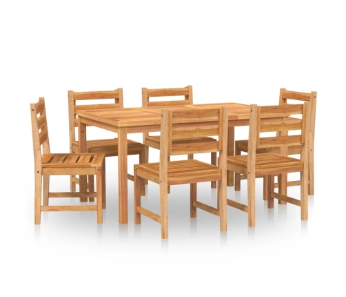 Juego de comedor de jardín 7 piezas madera maciza de teca