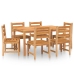 Juego de comedor de jardín 7 piezas madera maciza de teca
