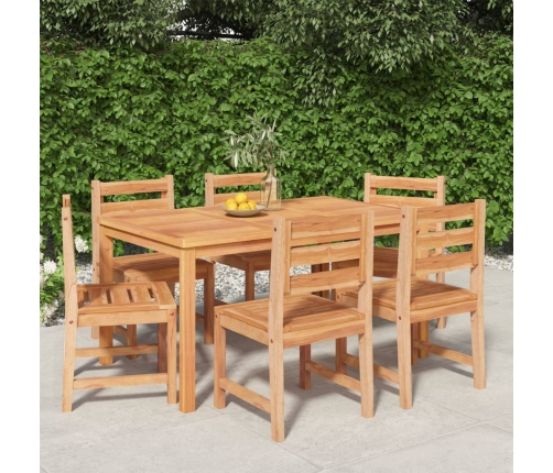 Juego de comedor de jardín 7 piezas madera maciza de teca