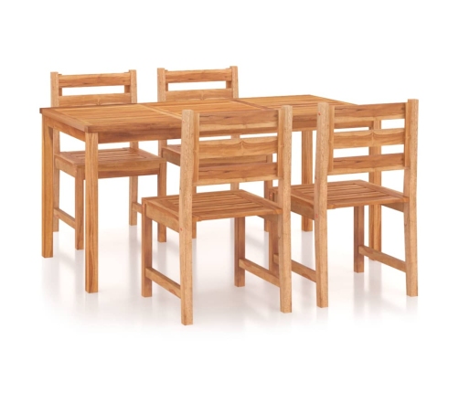 Juego de comedor para jardín 5 piezas madera maciza de teca