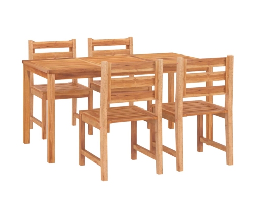 Juego de comedor para jardín 5 piezas madera maciza de teca