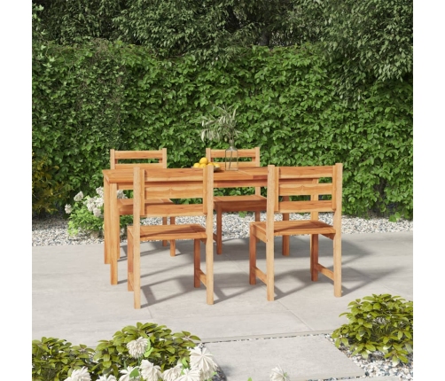 Juego de comedor para jardín 5 piezas madera maciza de teca