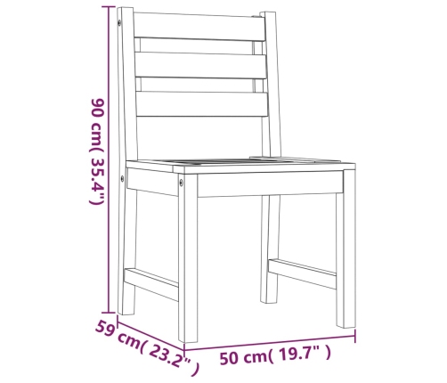 Juego de comedor para jardín 9 piezas madera maciza de teca
