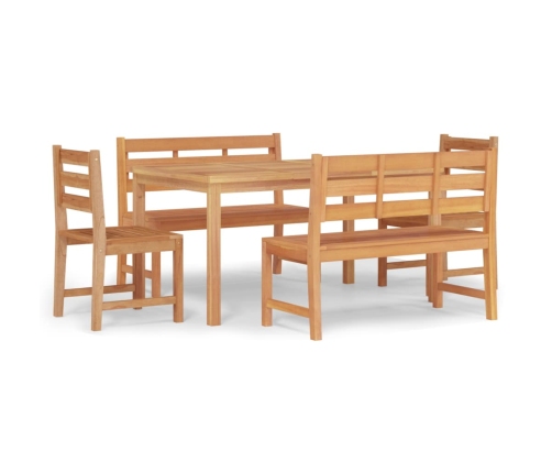 Juego de comedor para jardín 5 piezas madera maciza de teca