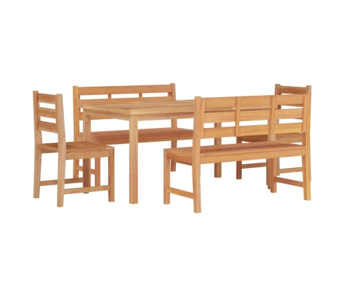 Juego de comedor para jardín 5 piezas madera maciza de teca