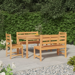 Juego de comedor para jardín 5 piezas madera maciza de teca