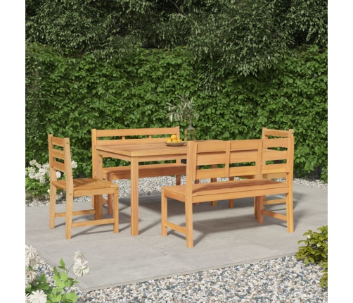 Juego de comedor para jardín 5 piezas madera maciza de teca