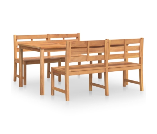 Juego de comedor para jardín 3 pzas madera maciza de teca