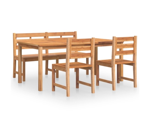 Juego de comedor para jardín 4 piezas madera maciza de teca