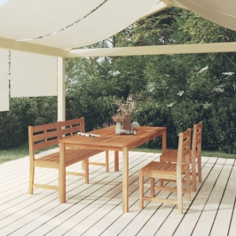 Juego de comedor para jardín 4 piezas madera maciza de teca