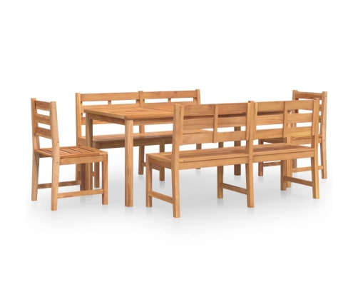 Juego de comedor para jardín 5 piezas madera maciza de teca