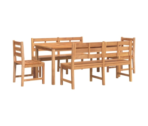 Juego de comedor para jardín 5 piezas madera maciza de teca