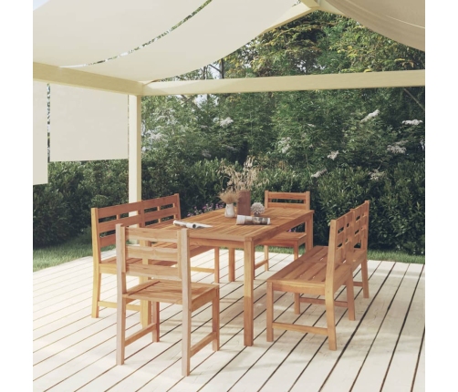 Juego de comedor para jardín 5 piezas madera maciza de teca