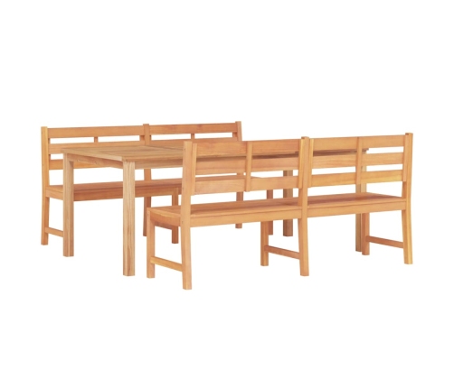 Juego de comedor para jardín 3 pzas madera maciza de teca