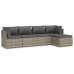Set de muebles de jardín 5 pzas y cojines ratán sintético gris