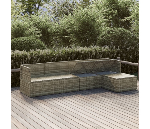 Set de muebles de jardín 5 pzas y cojines ratán sintético gris