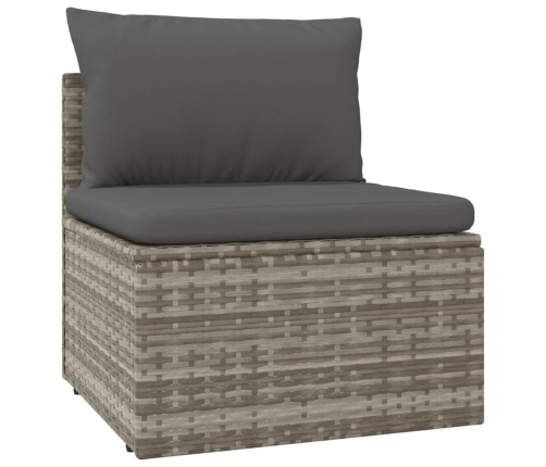 Set de muebles de jardín 5 pzas y cojines ratán sintético gris
