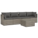 Set de muebles de jardín 5 pzas y cojines ratán sintético gris