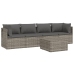 Set de muebles de jardín 5 pzas y cojines ratán sintético gris
