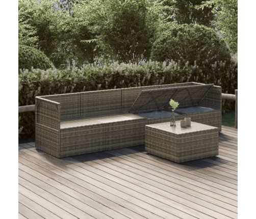 Set de muebles de jardín 5 pzas y cojines ratán sintético gris