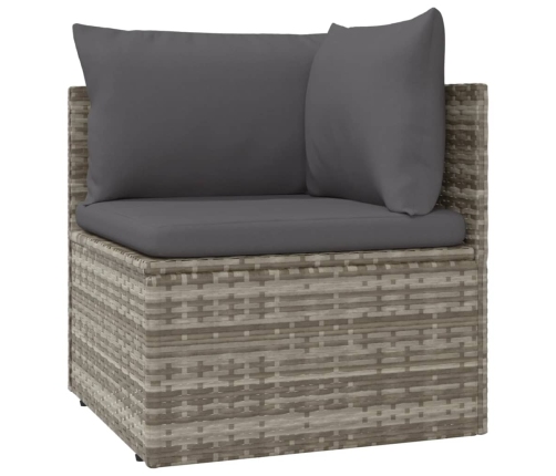 Set de muebles de jardín 5 pzas y cojines ratán sintético gris