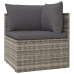 Set de muebles de jardín 5 pzas y cojines ratán sintético gris