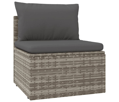 Set de muebles de jardín 5 pzas y cojines ratán sintético gris