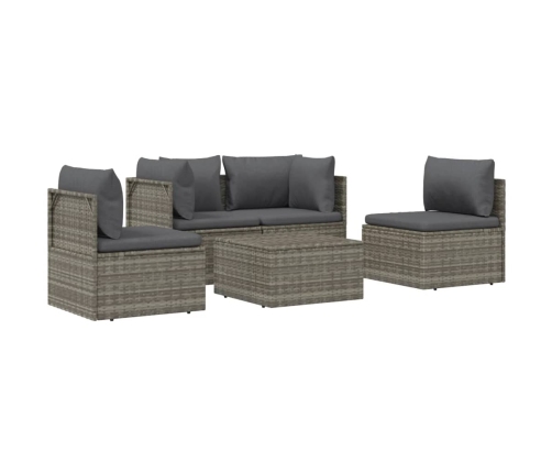 Set de muebles de jardín 5 pzas y cojines ratán sintético gris
