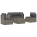 Set de muebles de jardín 5 pzas y cojines ratán sintético gris