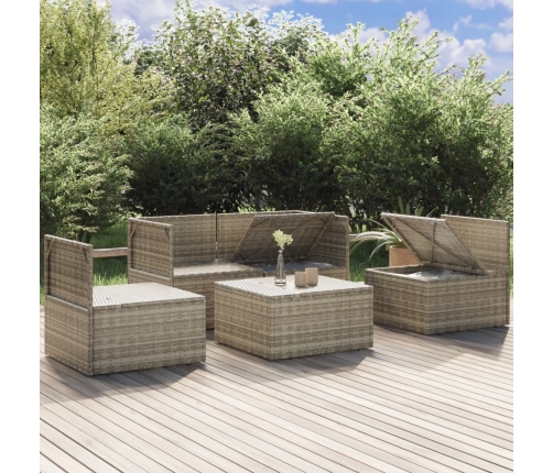 Set de muebles de jardín 5 pzas y cojines ratán sintético gris