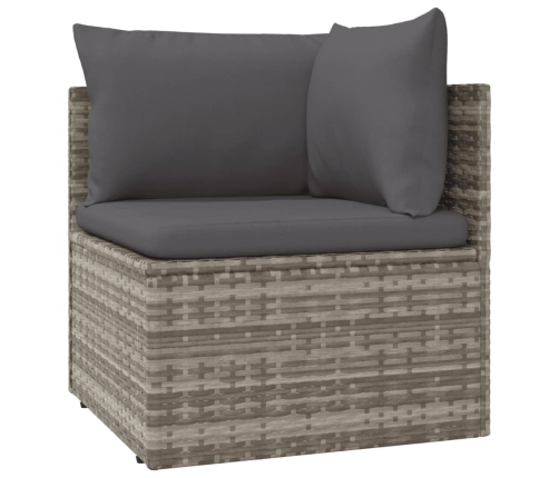 Set de muebles de jardín 5 pzas y cojines ratán sintético gris