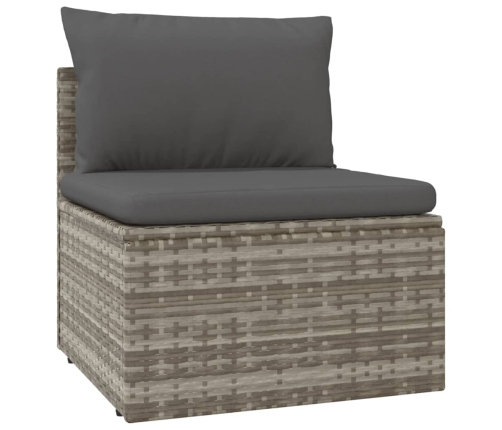 Set de muebles de jardín 5 pzas y cojines ratán sintético gris