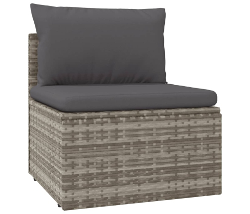 Set de muebles de jardín 7 pzas y cojines ratán sintético gris