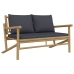 Set de muebles de jardín 4 piezas bambú con cojines gris oscuro
