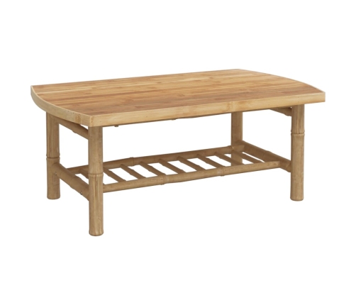Set de muebles de jardín 4 piezas bambú con cojines gris oscuro