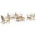 Set de muebles de jardín 5 piezas bambú y cojines blanco crema