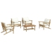 Set de muebles de jardín 5 piezas bambú y cojines blanco crema