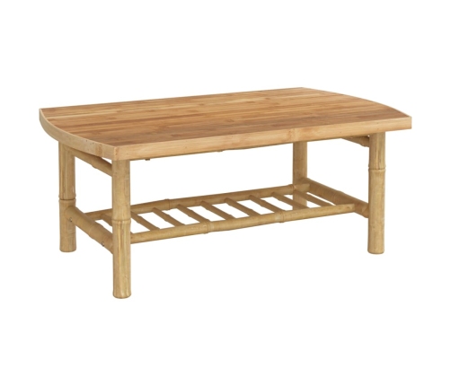 Set de muebles de jardín 5 piezas bambú y cojines blanco crema