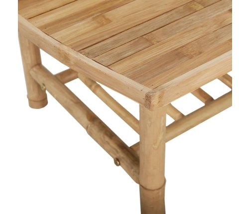 Set de muebles de jardín 3 piezas bambú y cojines blanco crema