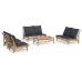 Set de muebles de jardín 5 piezas bambú con cojines gris oscuro