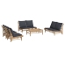 Set de muebles de jardín 5 piezas bambú con cojines gris oscuro