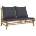 Set de muebles de jardín 5 piezas bambú con cojines gris oscuro