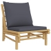 Set de muebles de jardín 5 piezas bambú con cojines gris oscuro