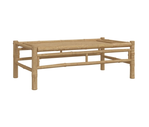 Set de muebles de jardín 5 piezas bambú y cojines blanco crema
