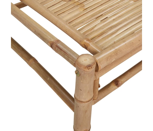 Set de muebles de jardín 5 piezas bambú y cojines blanco crema