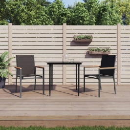 Sillas de jardín 2 uds textilene y acero negro 55x61,5x90 cm