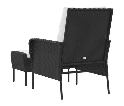 vidaXL Sillón de jardín con reposapiés ratán sintético negro