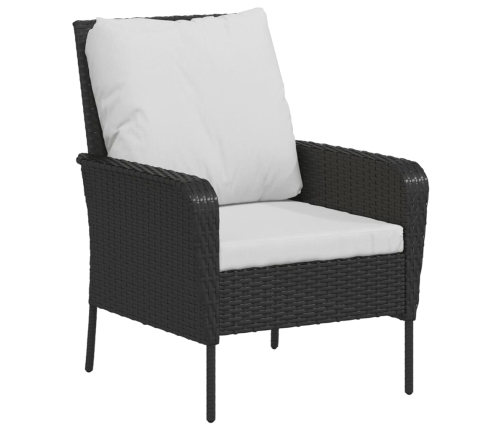 vidaXL Sillón de jardín con reposapiés ratán sintético negro