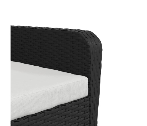 vidaXL Sillón de jardín con reposapiés ratán sintético negro